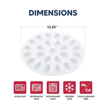 HIC Porcelain Deviled Egg Dish, 13-inch