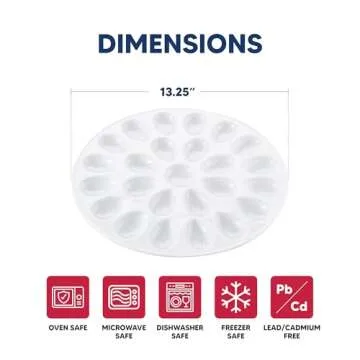 HIC Porcelain Deviled Egg Dish, 13-inch