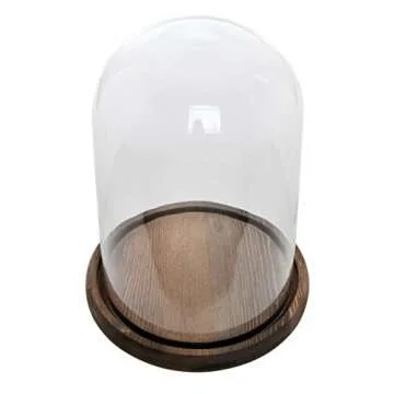 MyGift 10 Inch Decorative Cloche with Rustic Wood Base