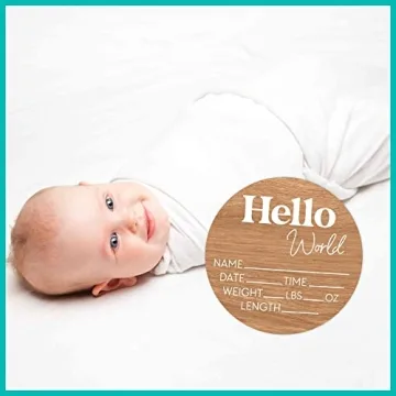 Newborn Hello World Sign - Baby Birth Announcements
