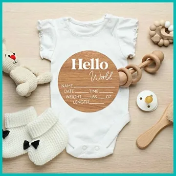 Newborn Hello World Sign - Baby Birth Announcements