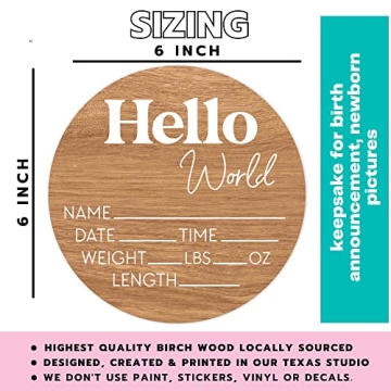 Newborn Hello World Sign - Baby Birth Announcements