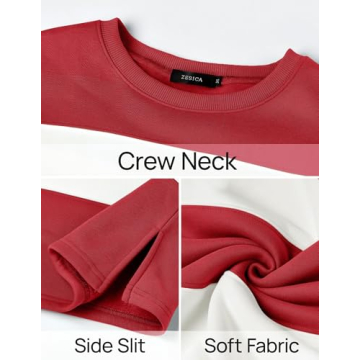 ZESICA Women's Fall Striped Fleece Oversized Sweatshirt