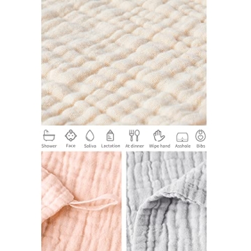 Konssy Baby Muslin Washcloths Set - Ultra Soft & Absorbent