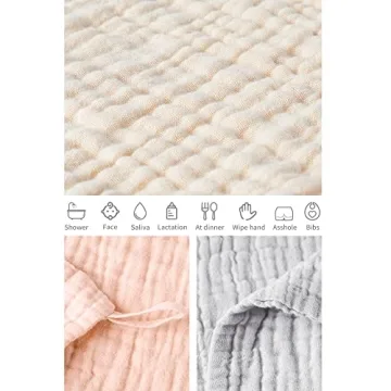 Konssy Baby Muslin Washcloths Set - Ultra Soft & Absorbent