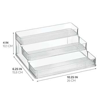 iDesign Linus Plastic Stadium Spice Racks, BPA-Free 3-Tiered Organizer for Kitchen, Pantry, Bathroom...