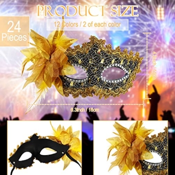 Yilloog 24 Pack Masquerade Masks for Festive Celebrations