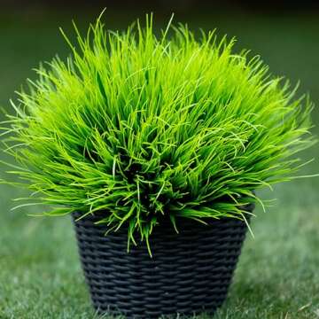 Artificial Wheat Grass Fake Outdoor Plants - 20 Bundles Artificial Greenery UV Resistant Bundles Fau...