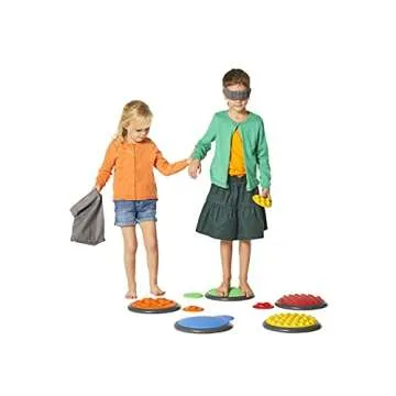 GONGE Tactile Sensory Discs - Starter Set - 10 Textured Stepping Discs, Sensory Exploration, Cognitive Development - Includes Blindfold - Ages 1+, Vibrant