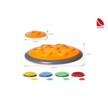 GONGE Tactile Sensory Discs - Starter Set - 10 Textured Stepping Discs, Sensory Exploration, Cognitive Development - Includes Blindfold - Ages 1+, Vibrant