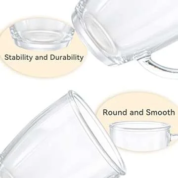 D.M Design Master 12 oz Glass Coffee Mugs - Set of 6