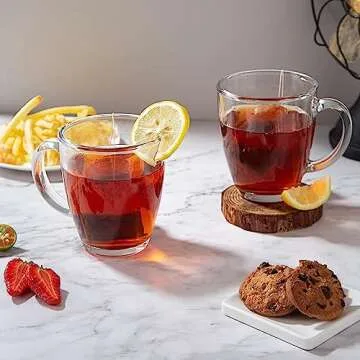 D.M Design Master 12 oz Glass Coffee Mugs - Set of 6