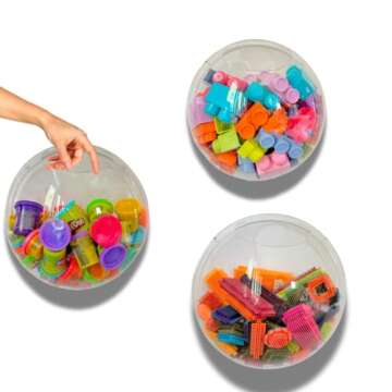 Acrylic Toy Dispenser & Kitchen Wall Organizer, Clear Toy Storage - Wall Mounted Round Acrylic Organ...