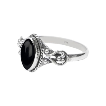Black Onyx Stone Ring For Women in 925 Sterling Silver