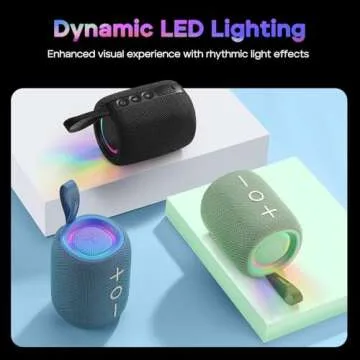 Tribit Portable Bluetooth Speaker StormBox Mini, 12W Wireless Speaker with Bluetooth 5.4, 360° Surround Sound, IPX7 Waterproof, LED Lights, Type-C, TWS Pairing, 12H Playtime for Home/Outdoor