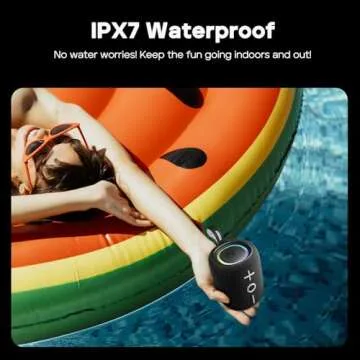 Tribit Portable Bluetooth Speaker StormBox Mini, 12W Wireless Speaker with Bluetooth 5.4, 360° Surround Sound, IPX7 Waterproof, LED Lights, Type-C, TWS Pairing, 12H Playtime for Home/Outdoor
