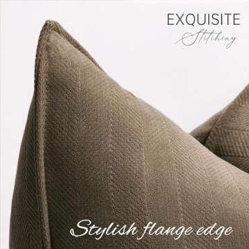 ZWJD Brown Pillow Covers 26x26 Set of 2 Chenille Throw Pillow Covers with Elegant Design Soft and Lu...