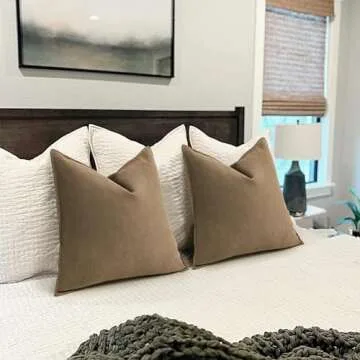 ZWJD Brown Pillow Covers 26x26 Set of 2 Chenille Throw Pillow Covers with Elegant Design Soft and Luxurious Decorative Throw Pillows for Couch, Bed, and Home Decor