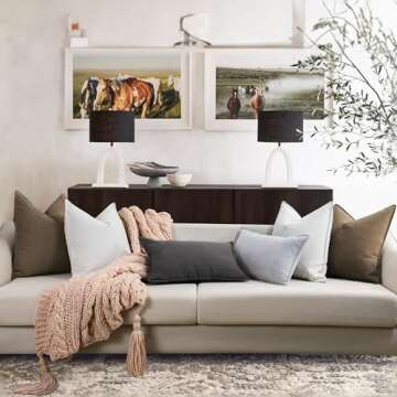 ZWJD Brown Pillow Covers 26x26 Set of 2 Chenille Throw Pillow Covers with Elegant Design Soft and Luxurious Decorative Throw Pillows for Couch, Bed, and Home Decor