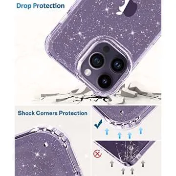 Stylish MIODIK iPhone 14 Pro Max Glitter Case & Protectors