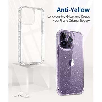 Stylish MIODIK iPhone 14 Pro Max Glitter Case & Protectors