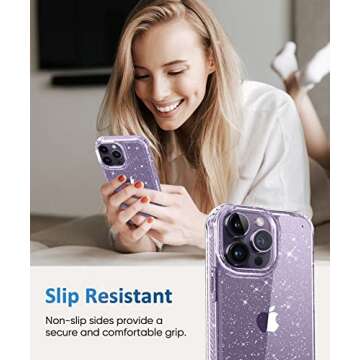 Stylish MIODIK iPhone 14 Pro Max Glitter Case & Protectors