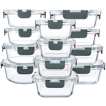 Premium 24-Piece Glass Food Storage Containers Set