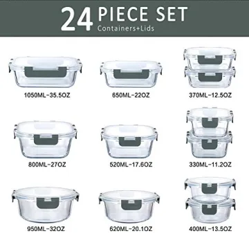 Premium 24-Piece Glass Food Storage Containers Set