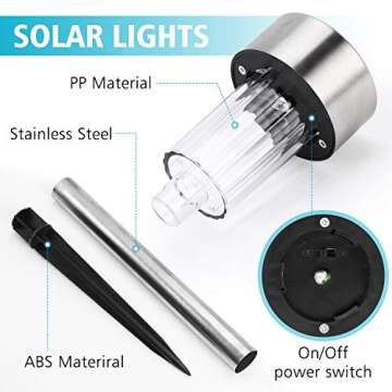 Foxdott Solar Lights Outdoor, 12Pack solar pathway lights outdoor, Waterproof, LED Landscape garden ...