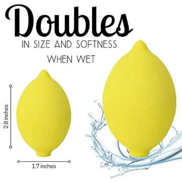 Thirsty Lemon Makeup Sponge by Ally Things Beauty | Yellow Lemon Shaped Makeup Blender for Liquid Foundation, Cream or Powder Blending - Cosmetic Applicator - Cute & Latex-Free Daily Beauty Sponge