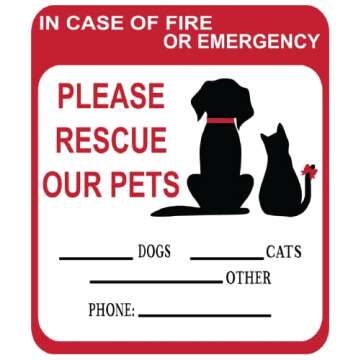 UV Protected Emergency Rescue Stickers for Pets - 5 Inch Weather Resistant