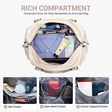 LOVEVOOK Weekender Bag for Women Cute Travel Tote Bag Gym Duffel Bag with Toiletry Bag Carry On Bag Overnight Bag with Wet Pocket Hospital Bag for Labor and Delivery Medium