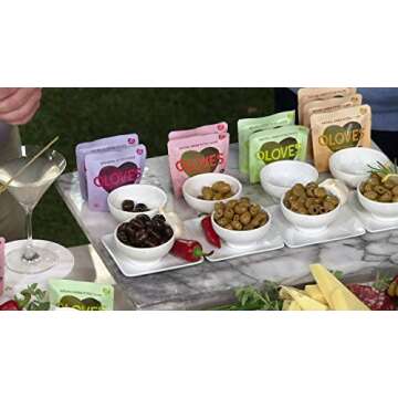 OLOVES Natural Pitted Olives Variety Pack of 4 - Gluten-Free Vegan Kosher Basil & Garlic, Chili & Oregano, Lemon & Rosemary, Chili & Garlic (4-Pack)