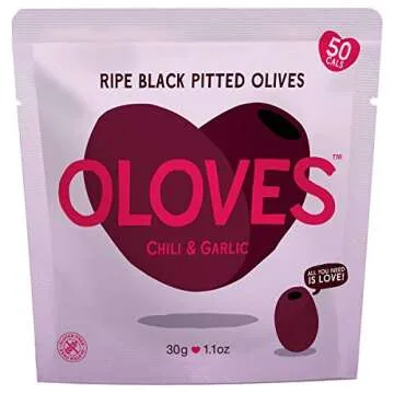 OLOVES Natural Pitted Olives Variety Pack of 4 - Gluten-Free Vegan Kosher Basil & Garlic, Chili & Oregano, Lemon & Rosemary, Chili & Garlic (4-Pack)