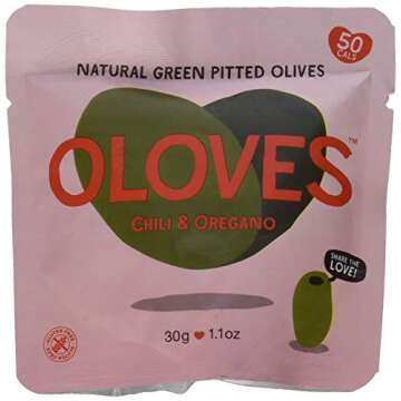 OLOVES Natural Pitted Olives Variety Pack of 4 - Gluten-Free Vegan Kosher Basil & Garlic, Chili & Oregano, Lemon & Rosemary, Chili & Garlic (4-Pack)