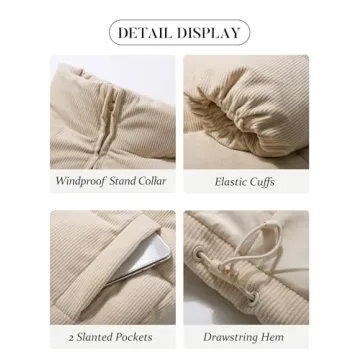 Warm Flygo Women's Cropped Corduroy Puffer Jacket