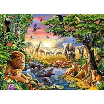 Ravensburger Evening at The Waterhole 300 Piece Jigsaw Puzzle for Kids – Every Piece is Unique, Pieces Fit Together Perfectly