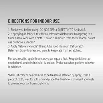Nature's Miracle Advanced Platinum Cat Scratch Deterrent Spray, 8 Ounces, Discourages Destructive Scratching