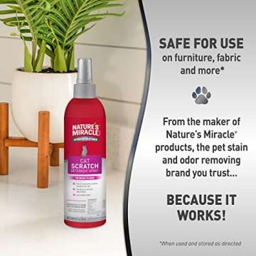 Nature's Miracle Advanced Platinum Cat Scratch Deterrent Spray, 8 Ounces, Discourages Destructive Scratching