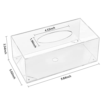 HBlife Tissue Dispenser Box Cover Rectangular Clear Acrylic Mask Case Holder with Magnetic Bottom, Dryer Sheet Holder for Car, Bathroom, Laundry, Office, Counter and Table, 9.84 x 5.02 x 3.54 Inches