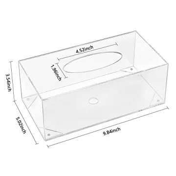 HBlife Tissue Dispenser Box Cover Rectangular Clear Acrylic Mask Case Holder with Magnetic Bottom, Dryer Sheet Holder for Car, Bathroom, Laundry, Office, Counter and Table, 9.84 x 5.02 x 3.54 Inches