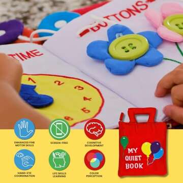 My Quiet Book by Pockets of Learning Montessori Basic Life Skills Activity Toy | Interactive Early E...