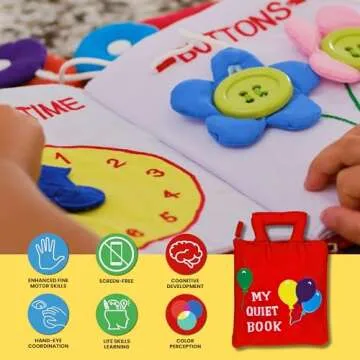 My Quiet Book by Pockets of Learning Montessori Basic Life Skills Activity Toy | Interactive Early E...