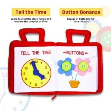 My Quiet Book by Pockets of Learning Montessori Basic Life Skills Activity Toy | Interactive Early Education Preschool Activity Busy Book for Toddlers & Children Soft Fabric Original Quiet Travel Book