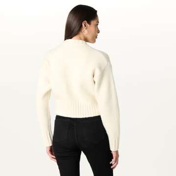 The Drop Women’s Brynne Bomber Sweater Cardigan, Whisper White, S