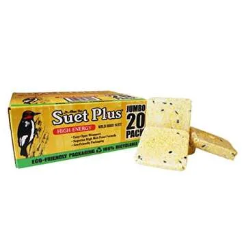ST. ALBANS BAY SUET PLUS High Energy Suet Cakes, 20 Pack of 11 oz. Suet Cakes for Wild Birds