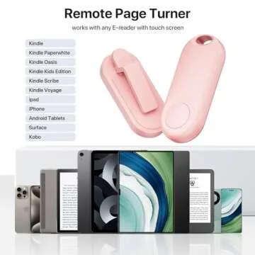 RF Remote Control Page Turner for Kindle Paperwhite Accessories Ipad Reading Kobo Surface Comics/Novels iPhone Tablets Android Taking Photos Camera Video Recording Remote Triggers(Pink)