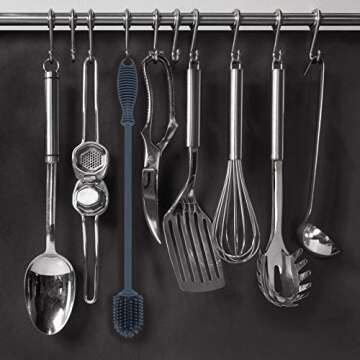 Kitchiny 12.5" Silicone Bottle Brush and Straw Cleaner Brush Set | Bottle Cleaner Brush for Hydroflasks, Insulated Sports Bottles, Straws | Water Bottle Brush Cleaner for Narrow Neck containers