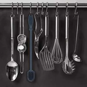 Kitchiny 12.5" Silicone Bottle Brush and Straw Cleaner Brush Set | Bottle Cleaner Brush for Hydroflasks, Insulated Sports Bottles, Straws | Water Bottle Brush Cleaner for Narrow Neck containers