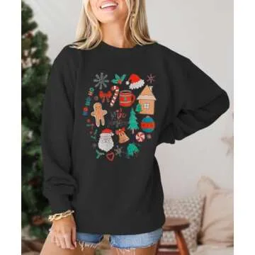 KEKEMI Women Christmas Funny Graphic Sweatshirt - Cozy & Festive